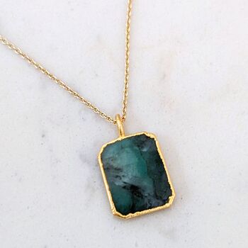 'The Rectangle' Emerald Necklace, 18ct Gold Plated, 3 of 9