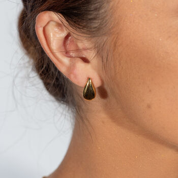 Designer Large Tear Drop Studs In Gold Vermeil, 3 of 4