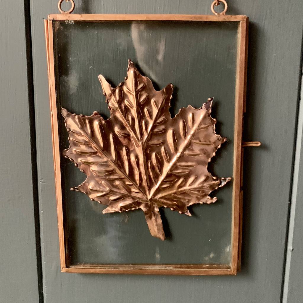 brass and glass copper leaf art by london garden trading