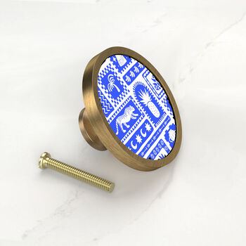 Blue Cabinet Door Knobs | Aztec Cupboard Door Pulls | For Drawers And Cabinet Doors. Available In Gold, Silver, Black And Antique Gold Base, 6 of 9