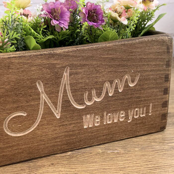 Personalised Mum Wooden Plant Pot, 5 of 6