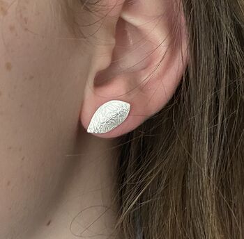 Leaf Sterling Silver Stud Earrings, 3 of 6