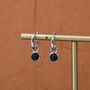 Sterling Silver Dangling Black Onyx Hoop Earrings, thumbnail 4 of 11