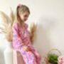Girls Pink Dinosaur Cotton Pyjama Set Long, thumbnail 2 of 6