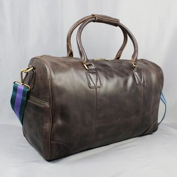 'Watkins' Men's Leather Travel Bag In Chestnut, 10 of 12