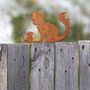 Metal Rusty Cat And Mouse Fence Topper Decoration, thumbnail 9 of 10
