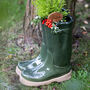 Personalised Large Forest Green Welly Boots Planter, thumbnail 1 of 10