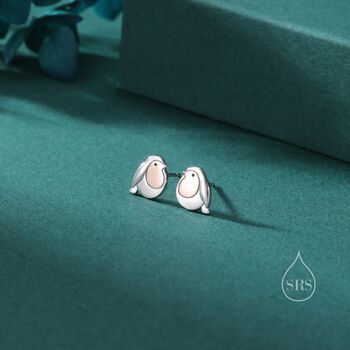 Chubby Robin Bird Stud Earrings In Sterling Silver, 6 of 12