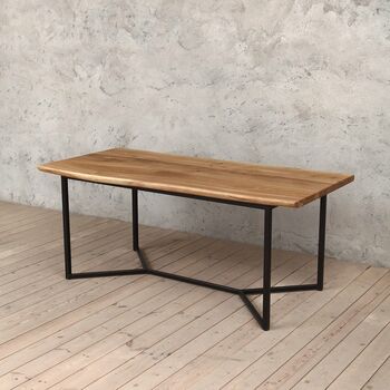 Dean Solid Live Edge Oak Industrial Dining Table, 3 of 5