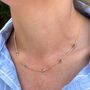 Emerald And Gold Vermeil Multi Gemstone Station Necklace, thumbnail 4 of 5