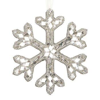 Set Of Four Snowflake Christmas Hanging Decorations By Dibor