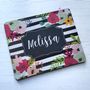 Personalised Floral And Watercolour Stripe Mouse Mat, thumbnail 1 of 3