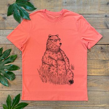 Sitting Bear Men's Organic T Shirt, 2 of 6