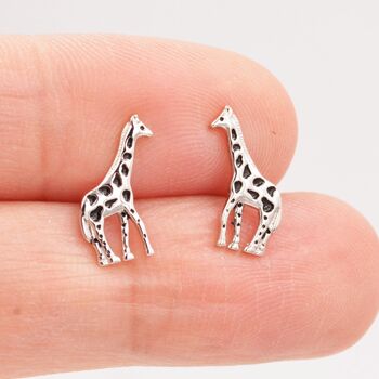 Sterling Silver Cute Little Giraffe Stud Earrings, 3 of 11