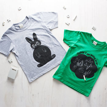 Kids Chalkboard T Shirt Bunny Design, 2 of 7