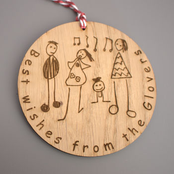 Personalised Wooden Bauble With Your Drawing Engraved, 6 of 7