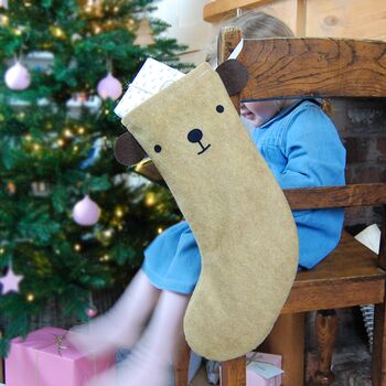 Bear Handmade Felt Dress Up Christmas Stocking, 2 of 12