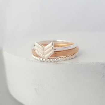 Silver And Rose Arrow Ring Stack, 3 of 5