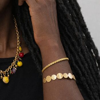 Gold Plated Twisted Braid Cuff Bangle Bracelet, 4 of 5