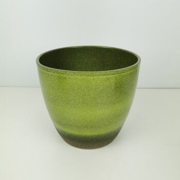 Semi Glazed Flora Green Ceramic Indoor Plant Pots, 2 of 3
