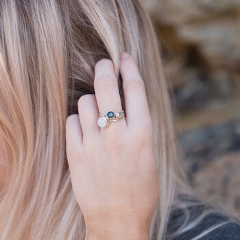 Mist Moonstone And Labradorite Stacking Rings, 3 of 6