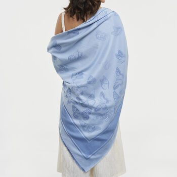 Blue Butterfly Jacquard Square Scarf, 2 of 5