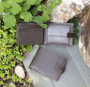 Men's Luxury Brown Leather Wallet Flip Up Rfid Safe, 2 of 5