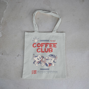 Coffee Club Tote Bag, Cotton Shoulder Bag, 10 of 12