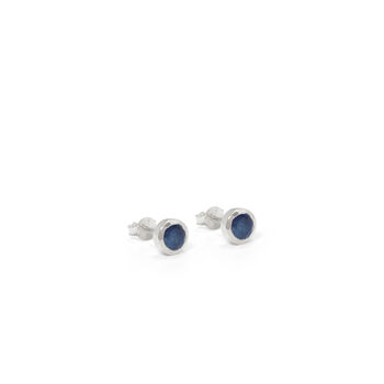 Birthstone Stud Earrings September: Sapphire And Silver, 2 of 4