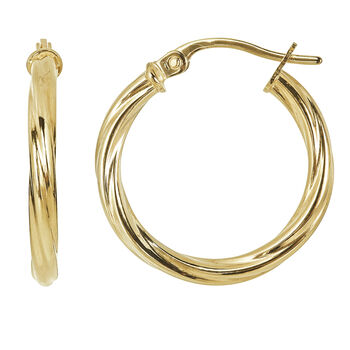 Yellow Gold Swirl Hoop Creole Earrings, 2 of 5