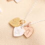Personalised Hammered Matte Heart Trio Initial Charm Necklace, thumbnail 2 of 4