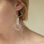Silver Colour Interlinked Geometric Hoop Drop Earrings, thumbnail 2 of 3
