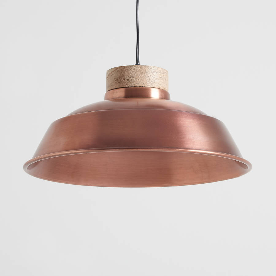 oslo antique copper and natural wood pendant light by horsfall & wright ...