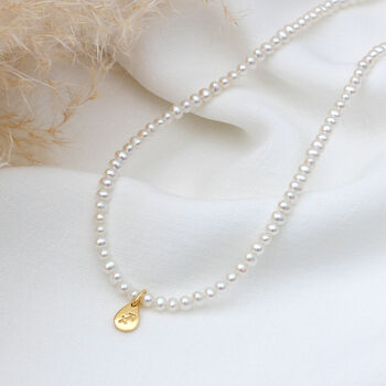 Handmade Gold Zodiac And Freshwater Pearl Necklace, 2 of 4