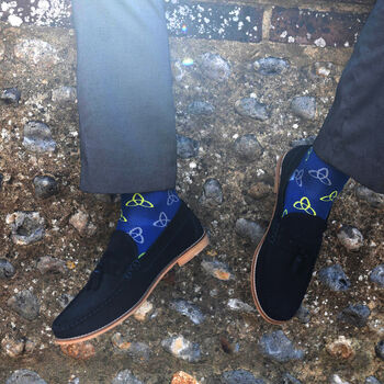 Tri Blue And Snowflake Blue Men's Socks Bundle, 3 of 5