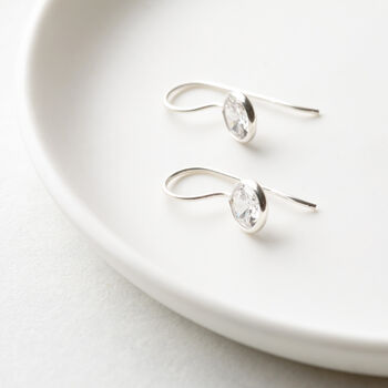 Sterling Silver Diamante Wire Earrings, 3 of 6