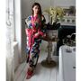 Ladies Blue Carnation Print Cotton Dressing Gown, thumbnail 1 of 4