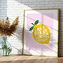 Lemon Print, Lemon Art Poster, Home Decor, Retro Prints, thumbnail 1 of 5
