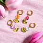 Glass Tulip Huggie Hoop Earrings, thumbnail 6 of 7