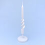 G Decor Twiselle Set Of Two Spiral Twisted Hand Dipped Dinner Pearl White Taper Candles, thumbnail 2 of 2