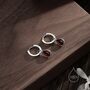 Sterling Silver Genuine Garnet Droplet Hoop Earrings, thumbnail 4 of 10