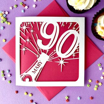 Champagne Bottle Personalised 90th Birthday Card, 2 of 4