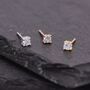 Sterling Silver Four Prong Cz Stud Earrings, thumbnail 4 of 12