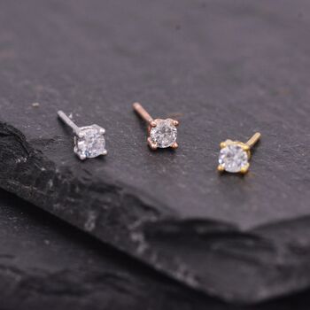 Sterling Silver Four Prong Cz Stud Earrings, 4 of 12