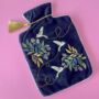 Luxury Embroidered Bird With Tassle Hot Water Bottle, thumbnail 5 of 5