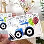 Personalised Blue Tractor Age Birthday Card, thumbnail 5 of 12