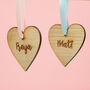 Personalised Name Wooden Heart Hanging Decoration, thumbnail 1 of 2