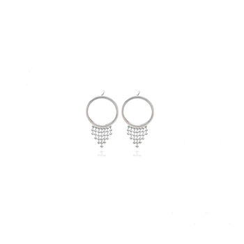 18ct Gold Vermeil Circle Studs With V Ball Chain Fringe, 3 of 4