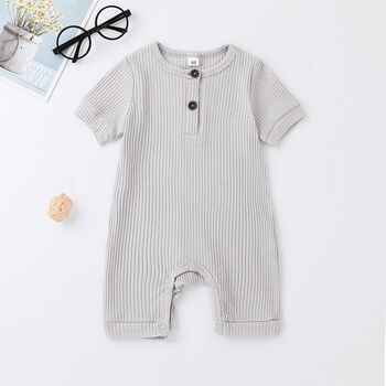 Short Sleeve Ribbed Cotton Baby Romper, 5 of 7