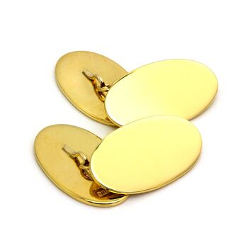 Personalised 9ct Gold Double Sided Oval Chain Cufflinks, 2 of 5
